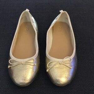 J. Crew Girls Shimmering Gold Flats with Bow